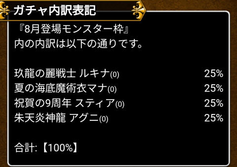 「８月登場モンスター枠」内