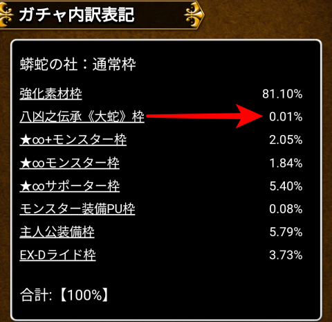 「大蛇」0.01％